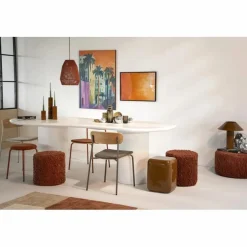 Poef/ Bijzettafel Dixon 34 x 34 cm - Mosterd - Loft24.nl