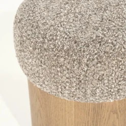 Poef George Bouclé en essenhout - Taupe - Loft24.nl