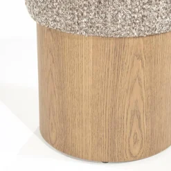 Poef George Bouclé en essenhout - Taupe - Loft24.nl