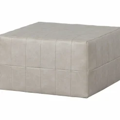 Poef Patchwork Lederlook Naturel - Loft24.nl