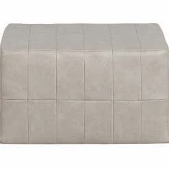 Poef Patchwork Lederlook Naturel - Loft24.nl