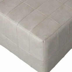 Poef Patchwork Lederlook Naturel - Loft24.nl