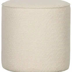 Poef Sara Hoog Bouclé Creme 46xO46 - Loft24.nl