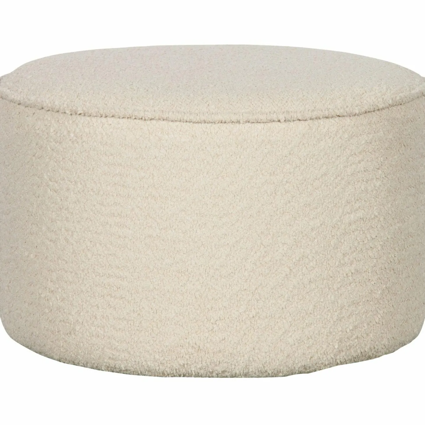 Poef Sara Laag Bouclé Crème 36xO60 - Loft24.nl