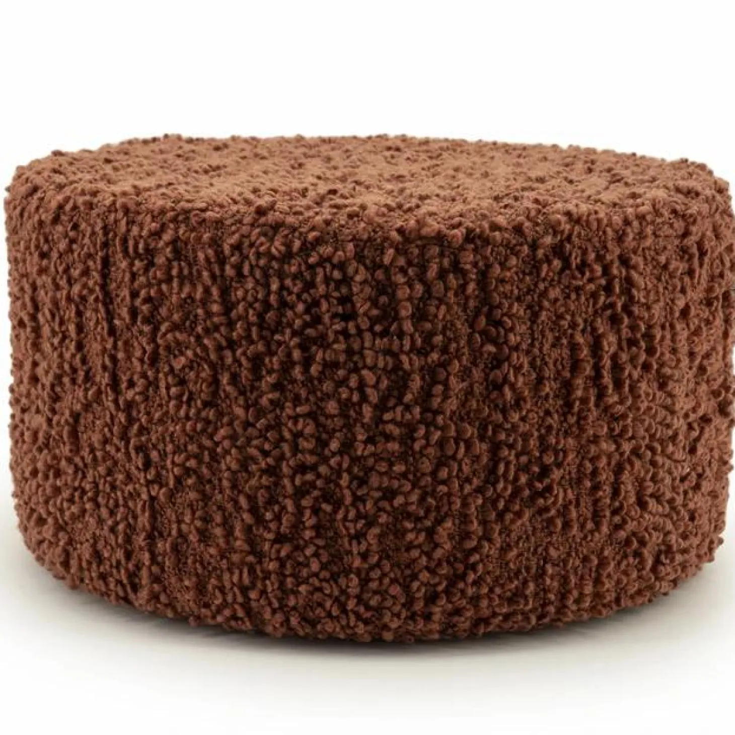 Poef Vista Grof Bouclé 60 x 60 cm - Terracotta - Loft24.nl