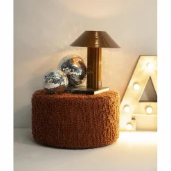 Poef Vista Grof Bouclé 60 x 60 cm - Terracotta - Loft24.nl