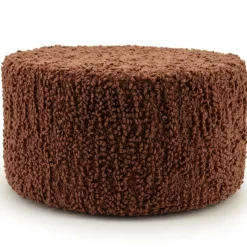 Poef Vista Grof Bouclé 60 x 60 cm - Terracotta - Loft24.nl