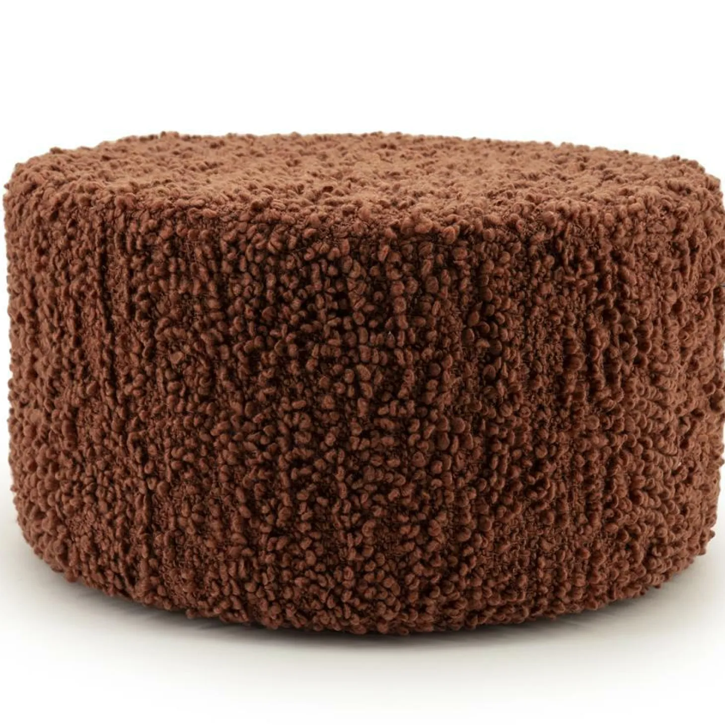 Poef Vista Grof Bouclé 60 x 60 cm - Terracotta - Loft24.nl