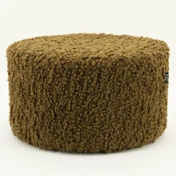 Poef Vista Grof Bouclé 60 x 60 cm - Mosterdgeel - Loft24.nl