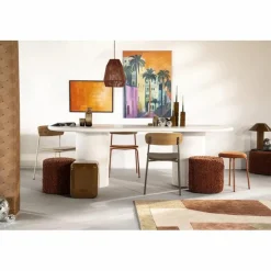 Poef Vista Grof Bouclé 40 x 40 cm - Terracotta - Loft24.nl