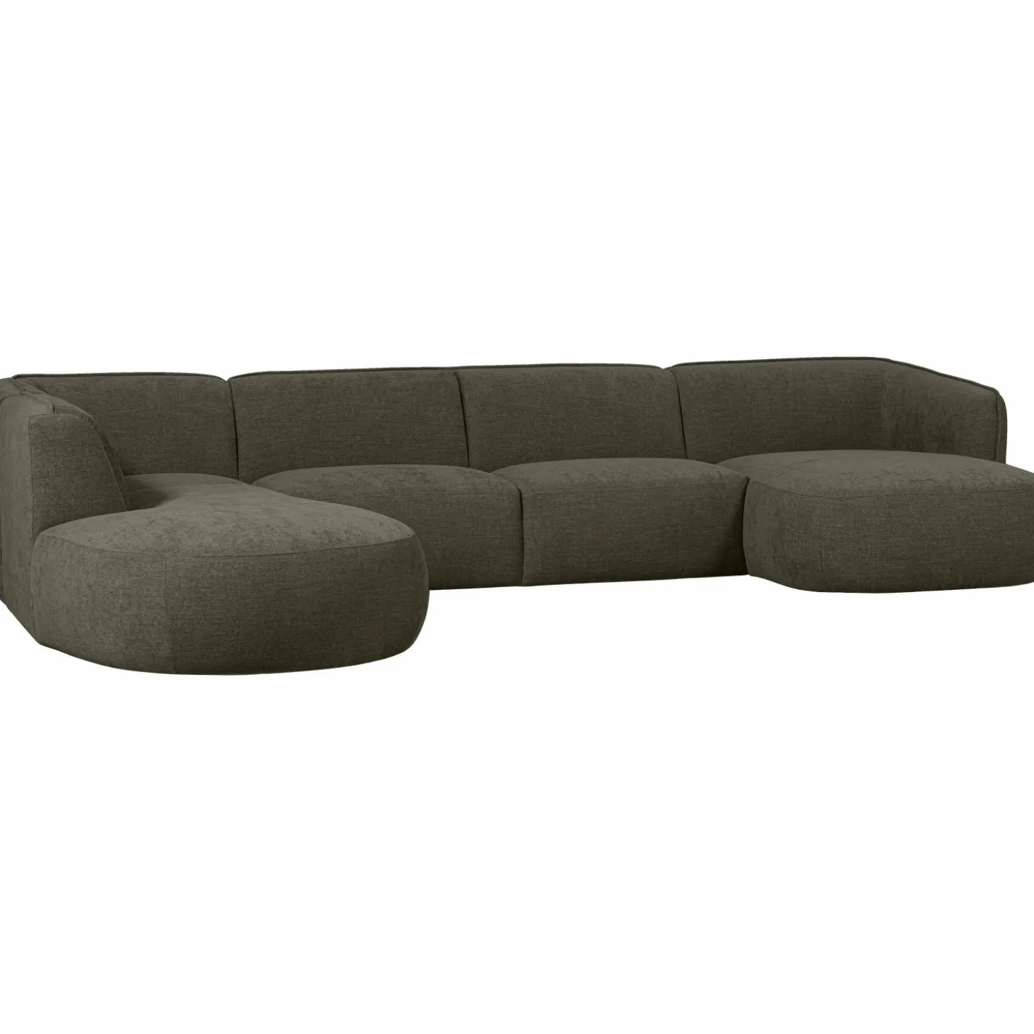 Polly bank u-vorm links warm groen - Loft24.nl