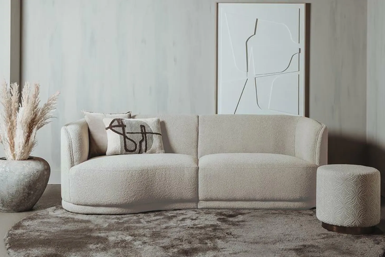 Rechte bank Leicester Bouclé - Ivory (Links) - Loft24.nl