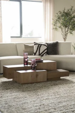 Rechte Salontafel Quinten - bruin 140 x 75 cm - Loft24.nl