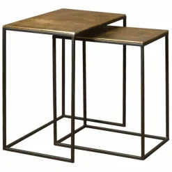 Rechthoekige Bijzettafel Renew Iron set van 2 stuks - Antique Brass - Loft24.nl