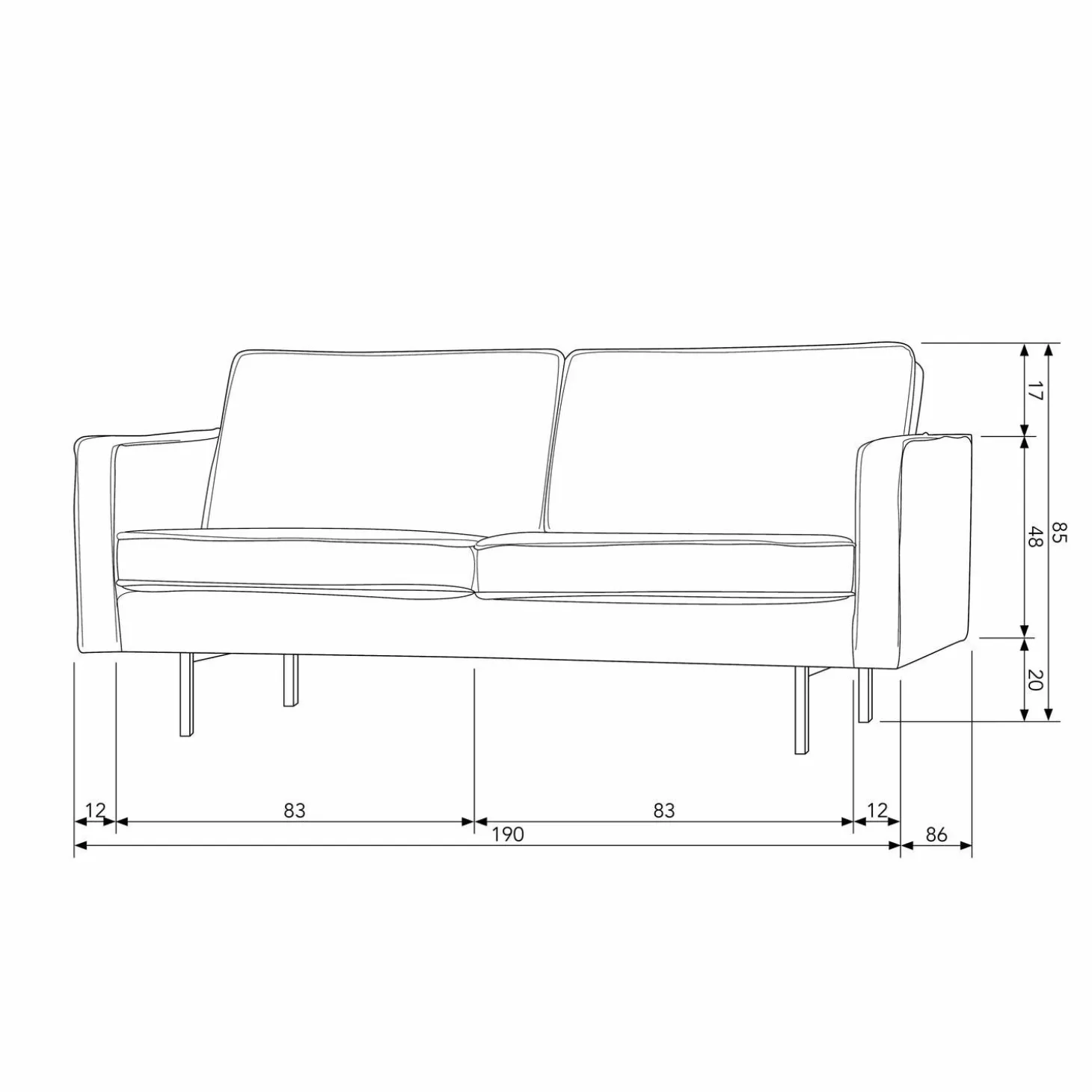 Rodeo bank 2,5-zits velvet antraciet - Loft24.nl
