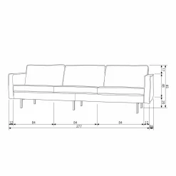 Rodeo classic bank 3-zits velvet antraciet - Loft24.nl