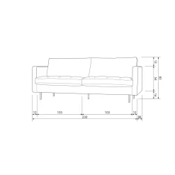 Rodeo classic bank 2,5-zits zwart - Loft24.nl