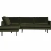 Rodeo hoekbank links velvet dark green hunter - Loft24.nl