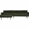 Rodeo Loungebank links velvet dark green hunter - Loft24.nl