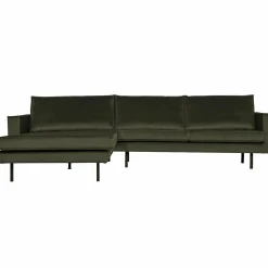 Rodeo Loungebank links velvet dark green hunter - Loft24.nl