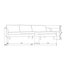 Rodeo Loungebank rechts structure velvet wheatfield - Loft24.nl