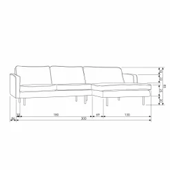 Rodeo Loungebank rechts velvet honinggeel - Loft24.nl