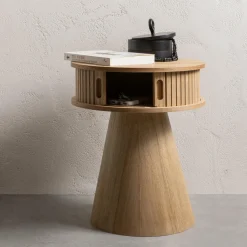 Rond Nachtkastje Karri Populierenhout, 38cm - Loft24.nl