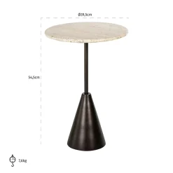 Ronde Bijzettafel Avalon Travertin Ø39 cm - Brons - Loft24.nl