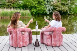 Ronde Bijzettafel Avalon Travertin Ø39 cm - Brons - Loft24.nl