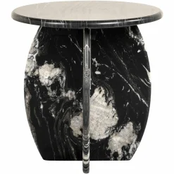 Ronde Bijzettafel Bancroft Marmer Ø50 cm - Zwart - Loft24.nl