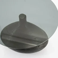 Ronde Bijzettafel Bond Hout en glas - 50 cm - Zwart (showmodel) - Loft24.nl