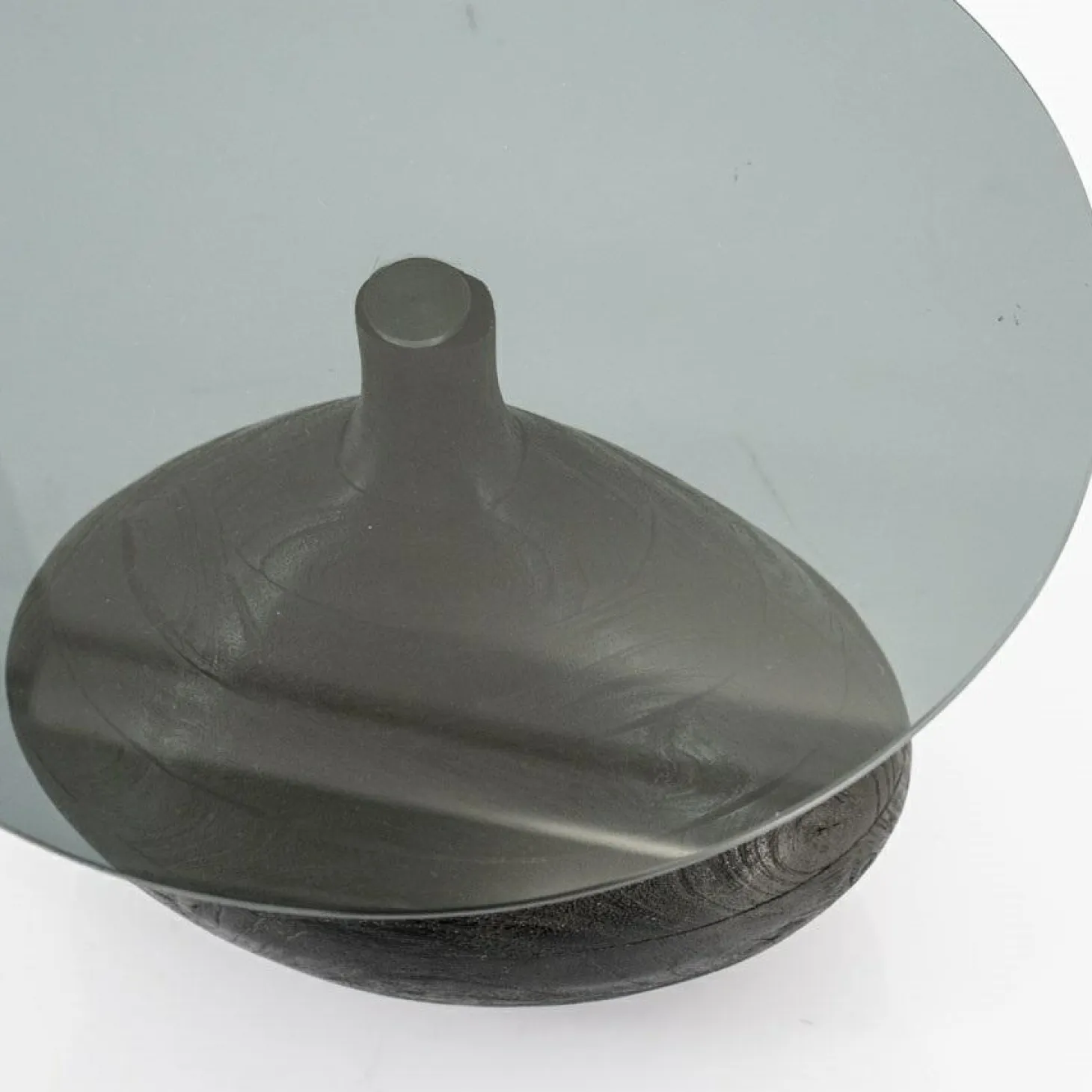 Ronde Bijzettafel Bond Hout en glas - 50 cm - Zwart (showmodel) - Loft24.nl