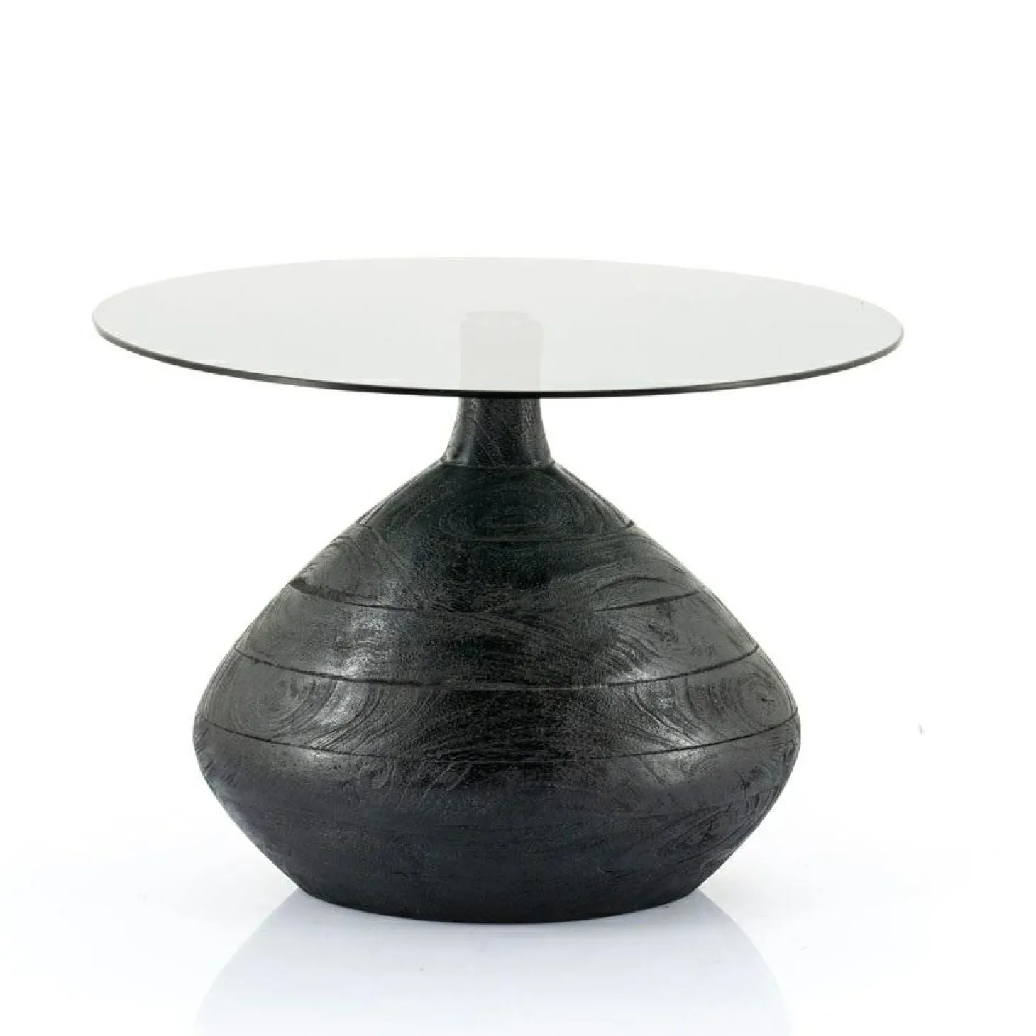 Ronde Bijzettafel Bond Hout en glas - 50 cm - Zwart (showmodel) - Loft24.nl