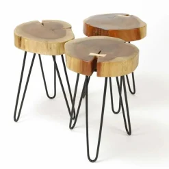 Ronde Bijzettafel Boomstam Acaciahout - 32cm - Loft24.nl