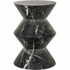 Ronde Bijzettafel Bosco Faux marmer Ø40 cm - Zwart - Loft24.nl