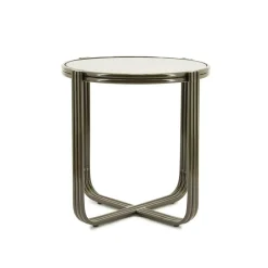 Ronde Bijzettafel Groovy Glas 43cm - Bruin - Loft24.nl