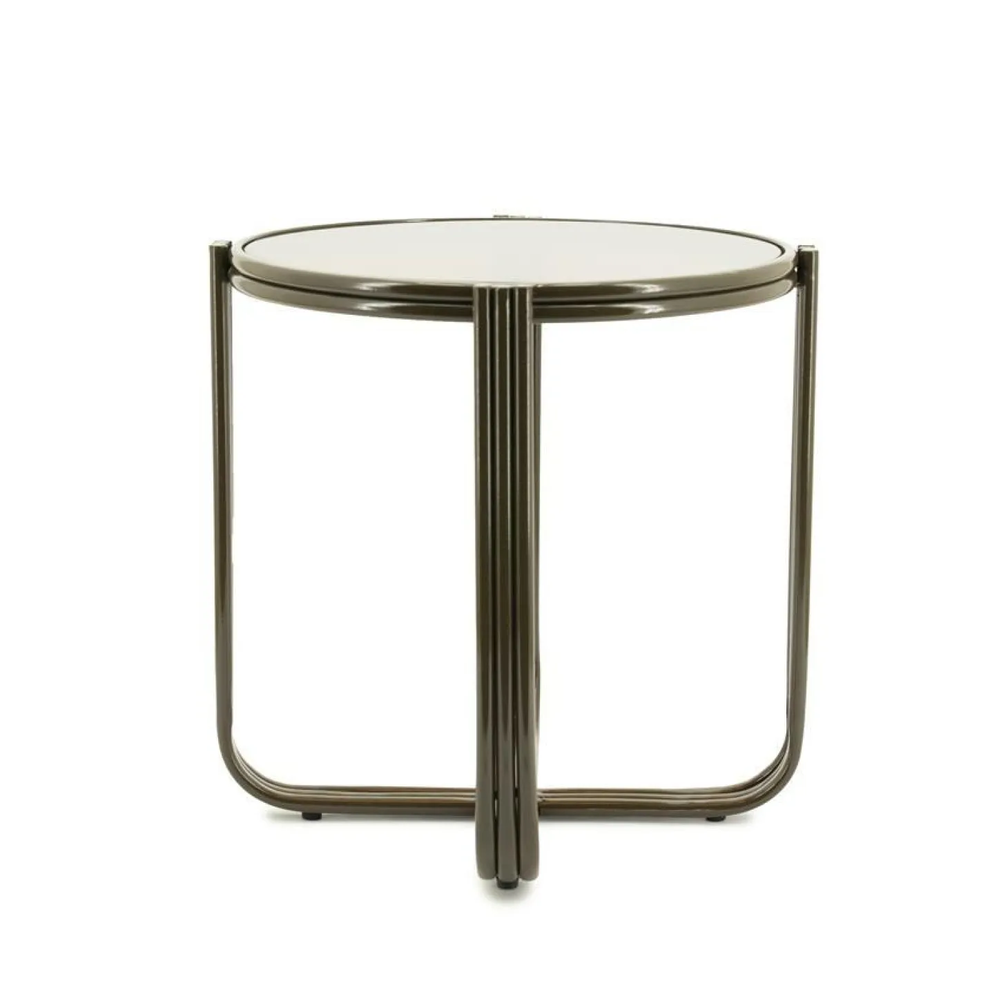 Ronde Bijzettafel Groovy Glas 43cm - Bruin - Loft24.nl