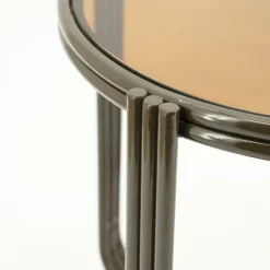 Ronde Bijzettafel Groovy Glas 43cm - Bruin - Loft24.nl