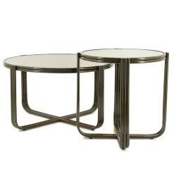 Ronde Bijzettafel Groovy Glas 43cm - Bruin - Loft24.nl