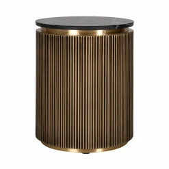 Ronde Bijzettafel Ironville Marmer Ø50 cm - Goud - Loft24.nl