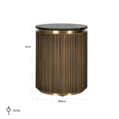 Ronde Bijzettafel Ironville Marmer Ø50 cm - Goud - Loft24.nl