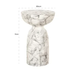 Ronde Bijzettafel Kita Faux marmer Ø34 cm - Wit - Loft24.nl