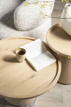 Ronde Bijzettafel Leia Eikenhout 46cm - Naturel - Loft24.nl