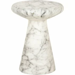 Ronde Bijzettafel Lohan Faux Marmer Ø35 cm - Wit - Loft24.nl