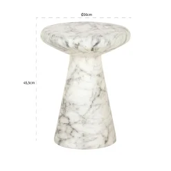 Ronde Bijzettafel Lohan Faux Marmer Ø35 cm - Wit - Loft24.nl