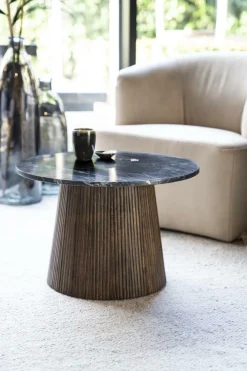 Ronde Bijzettafel Maxim Mangohout Marmer 60cm - Loft24.nl