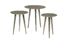 Ronde Bijzettafel Renew Iron set van 3 stuks - Zilver - Loft24.nl