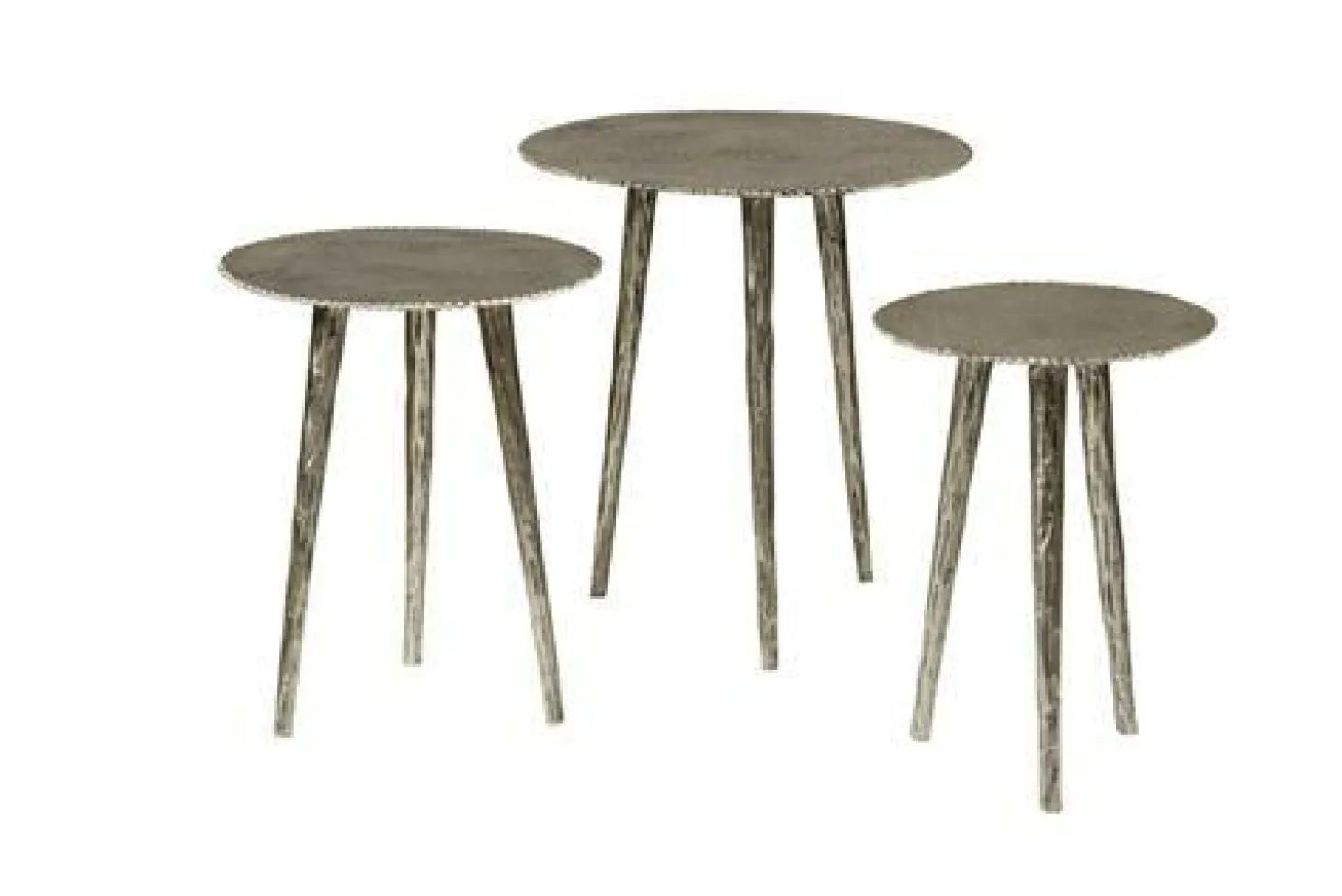 Ronde Bijzettafel Renew Iron set van 3 stuks - Zilver - Loft24.nl