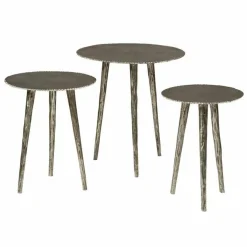 Ronde Bijzettafel Renew Iron set van 3 stuks - Zilver - Loft24.nl