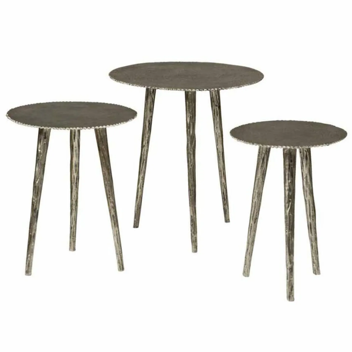 Ronde Bijzettafel Renew Iron set van 3 stuks - Zilver - Loft24.nl